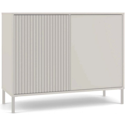 Komoda Kamaro 2D Slim dwudrzwiowa gładki i ryflowany front lamele 100 cm kaszmir
