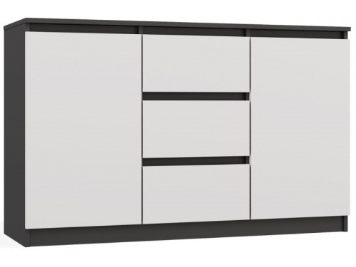 Komoda Malwa 2D3S dwudrzwiowa z 3 szufladami do salonu 120 cm antracyt/biały