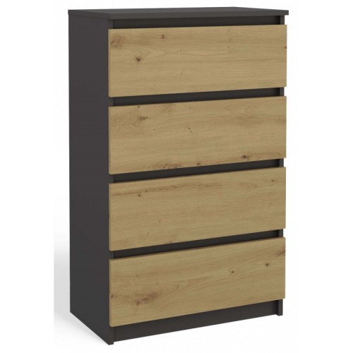 Komoda Malwa M4 z szufladami do salonu 70 cm antracyt/dąb artisan