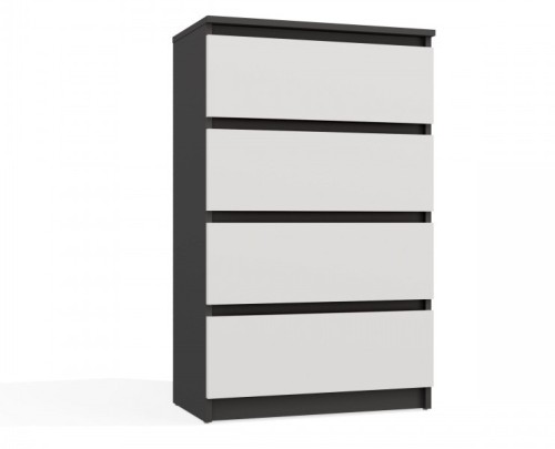 Komoda Malwa M4 z szufladami do salonu 70 cm antracyt/biały