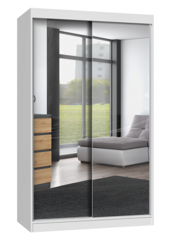 Szafa przesuwna Iga z 2 lustrami do sypialni 120 cm biały