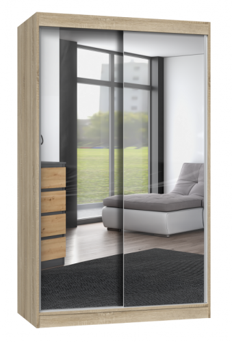 Szafa przesuwna Iga z 2 lustrami do sypialni 120 cm dąb sonoma