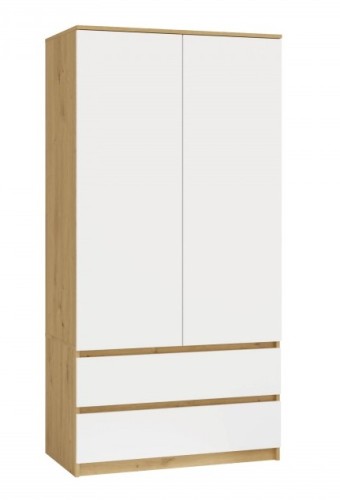 Szafa Malwa SS-90 dwudrzwiowa z szufladami 90 cm dąb artisan/biały