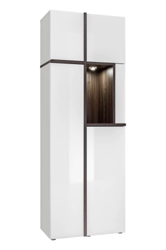 Szafa wysoka Cross biały/biały połysk/perla Elm