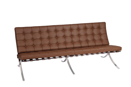 Sofa BA3 3 osobowa, jasny brąz skóra naturalna