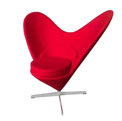 Fotel SERCE czerwony - włókno szklane, wełna, podstawa aluminiowa