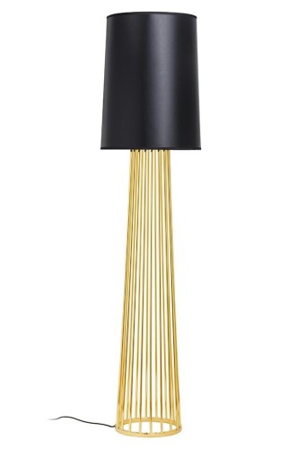 Lampa podłogowa HOLMES STRAIGHT złota z czarnym kloszem -  metal