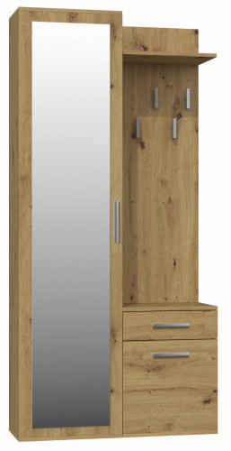 Garderoba szafa z lustrem + wieszak dąb artisan