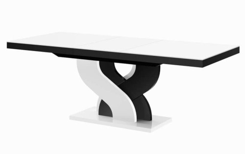 Stół rozkładany BELLA 160-256 cm Biało-czarny połysk