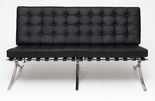 Sofa BA2 2 osobowa, czarna skóra naturalna