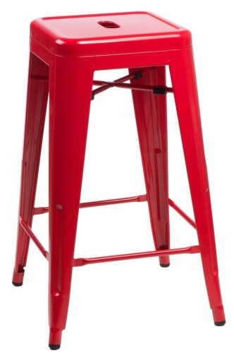 Stołek barowy Paris 66cm czerwony inspirowany Tolix