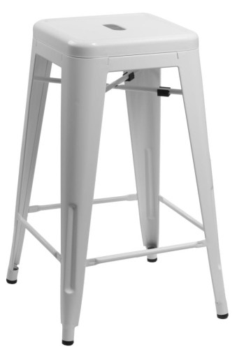 Stołek barowy Paris 66cm biały inspirowany Tolix