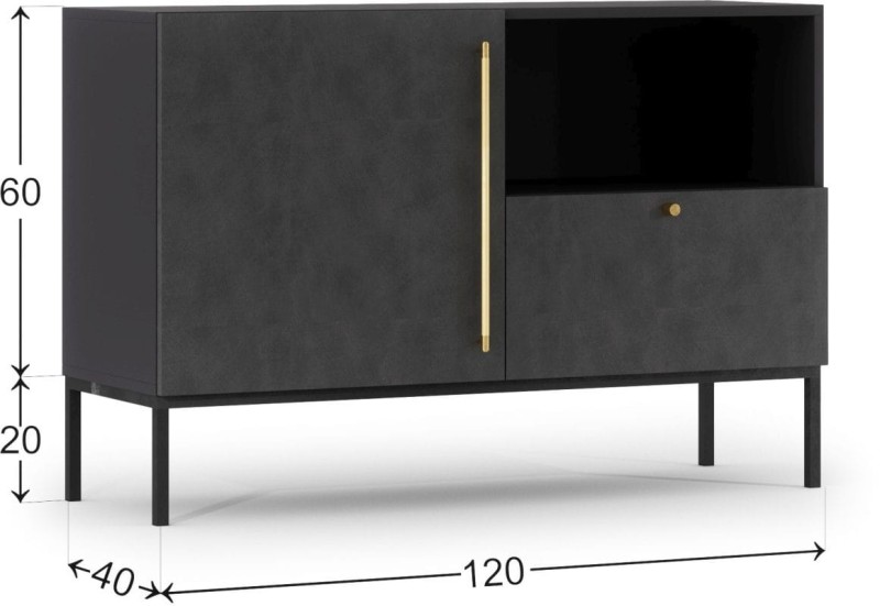 Komoda 120 cm LANZZI czarny mat