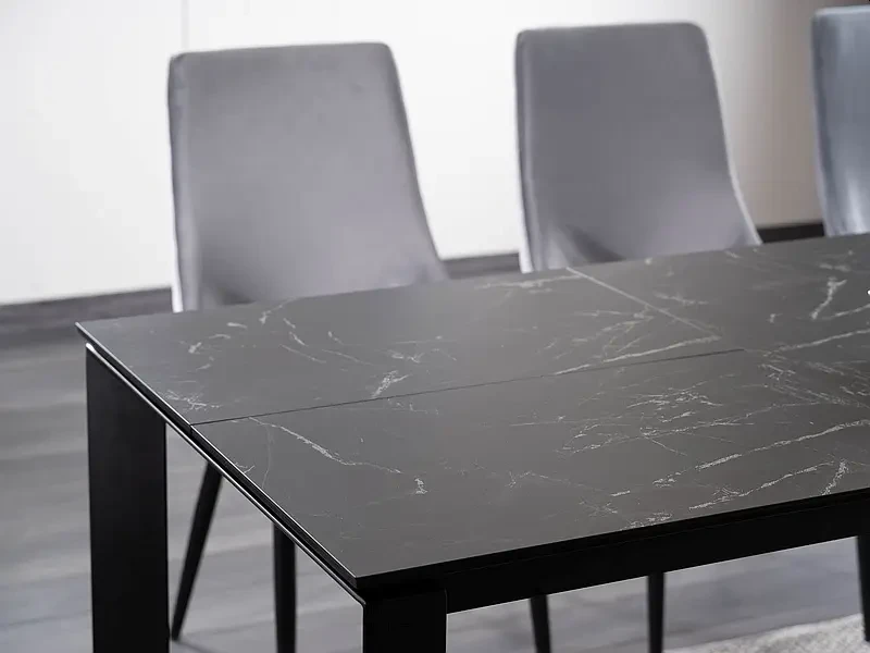 Stół rozkładany Metropol Ceramic 120-180 cm czarny efekt marmuru/czarny mat