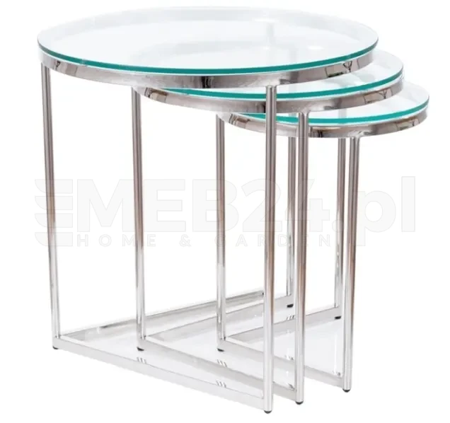Zestaw stolików Trinity transparentny/srebrny