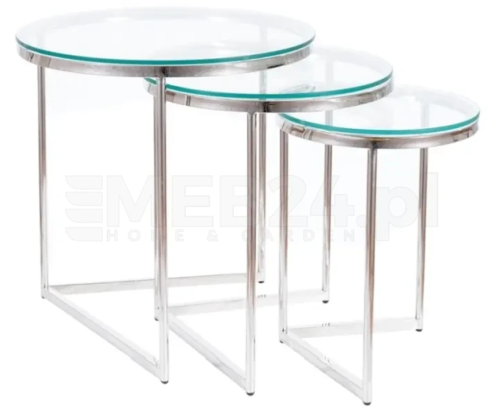 Zestaw stolików Trinity transparentny/srebrny