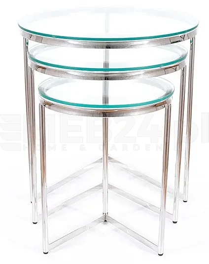 Zestaw stolików Trinity transparentny/srebrny