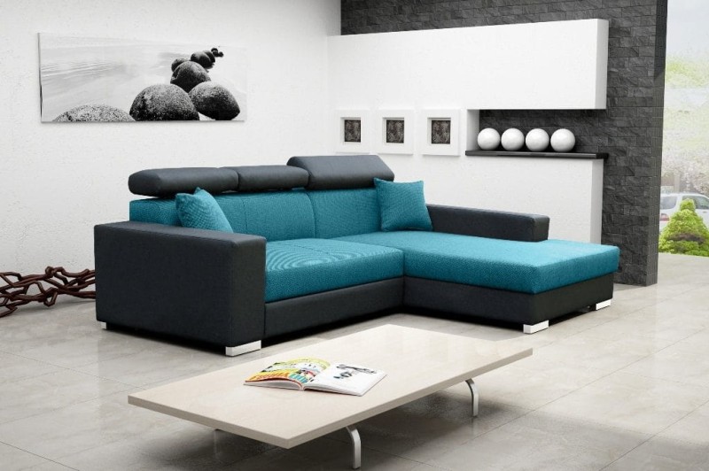 Narożnik tapicerowany rozkładany Mexico De Lux inari 87 niebieski + Soft 11