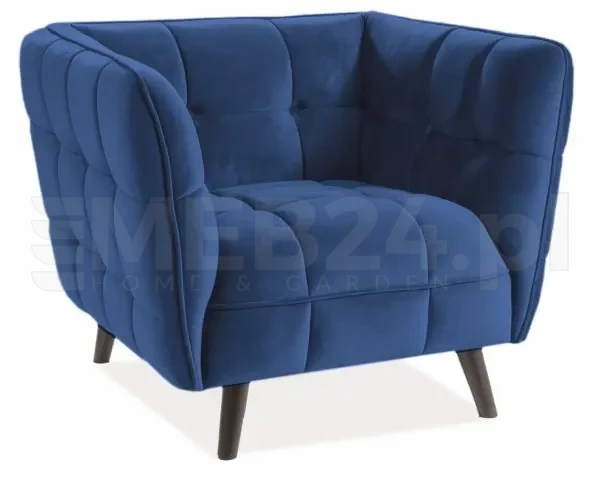 Fotel tapicerowany Castello 1 Velvet granatowy Bluvel 86