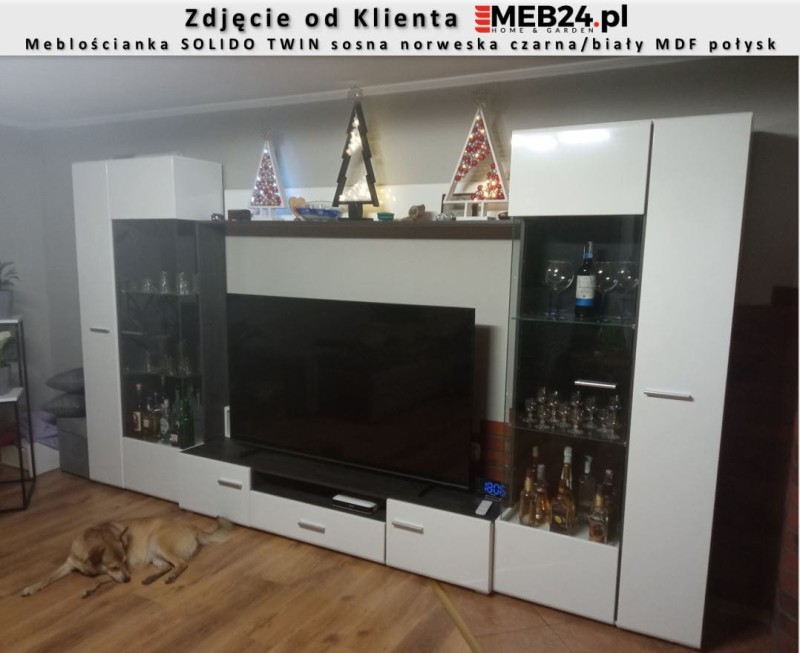 Meblościanka SOLIDO TWIN sosna norweska czarna/biały MDF połysk - zdjęcie od klienta
