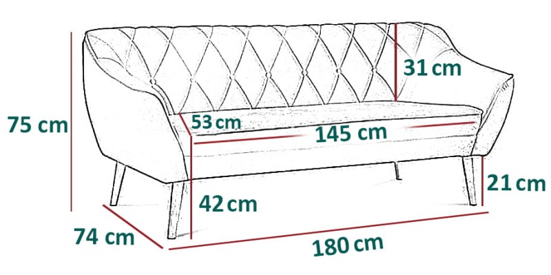 Sofa tapicerowana Cindy III Royal 22 w stylu skandynawskim