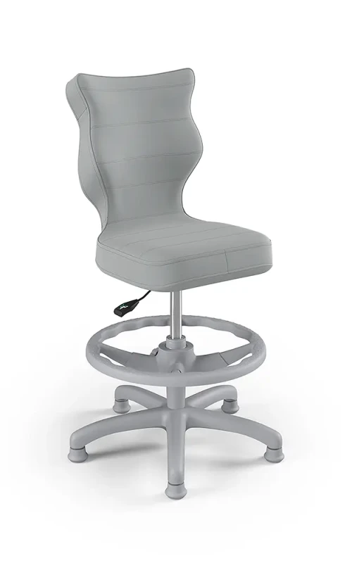 Krzesło dziecięce Petit z podnóżkiem wzrost 133-159 cm tkanina velvet podstawa szara VT03