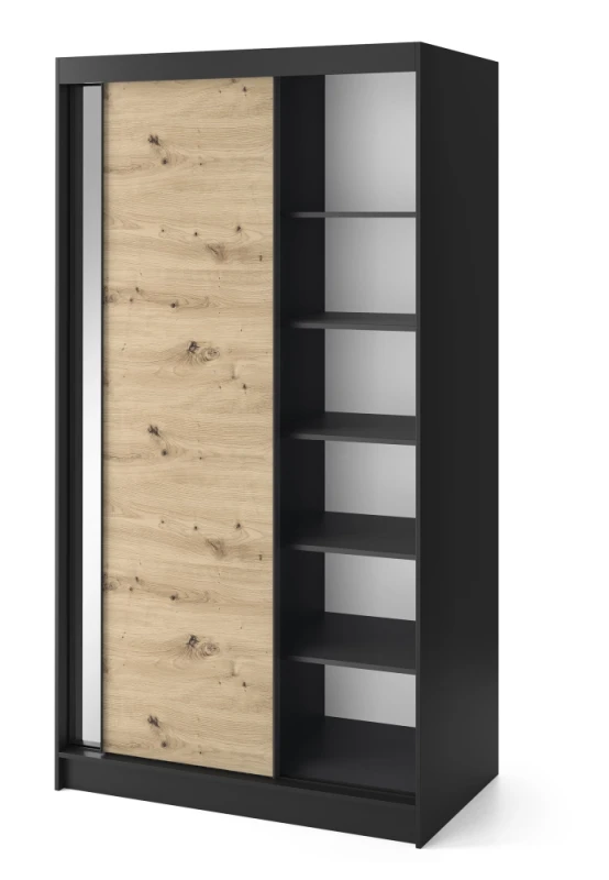 Szafa przesuwna z lustrem Esville II garderoba 120x60x220 cm dąb artisan/czarny mat