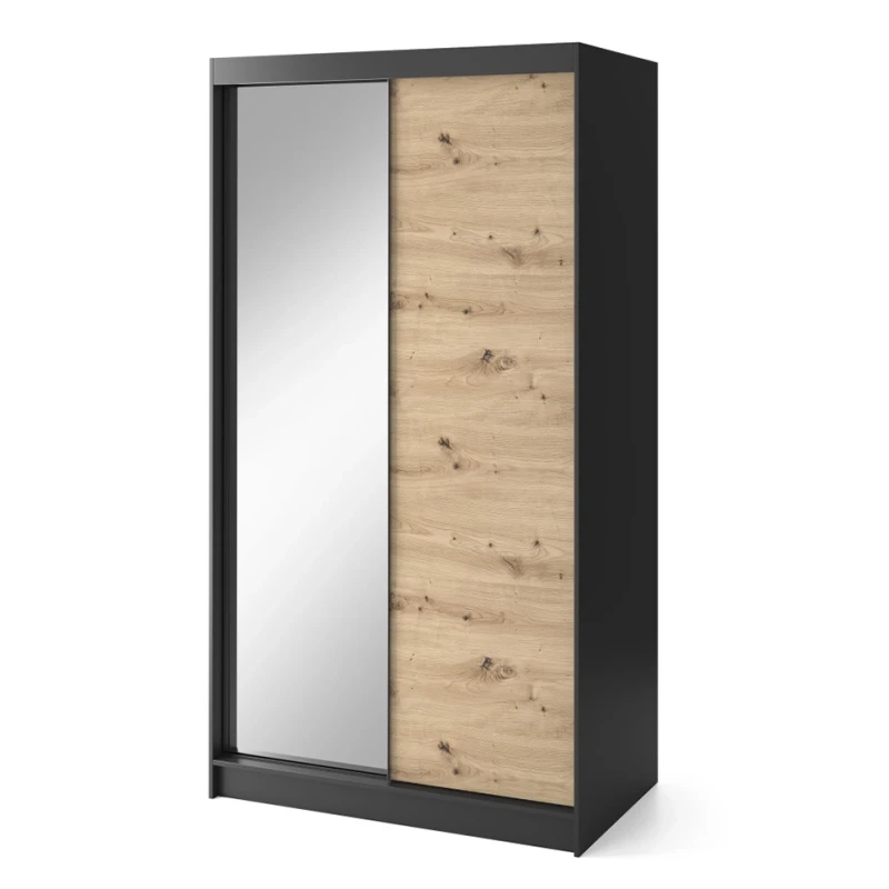 Szafa przesuwna z lustrem Esville II garderoba 120x60x220 cm dąb artisan/czarny mat