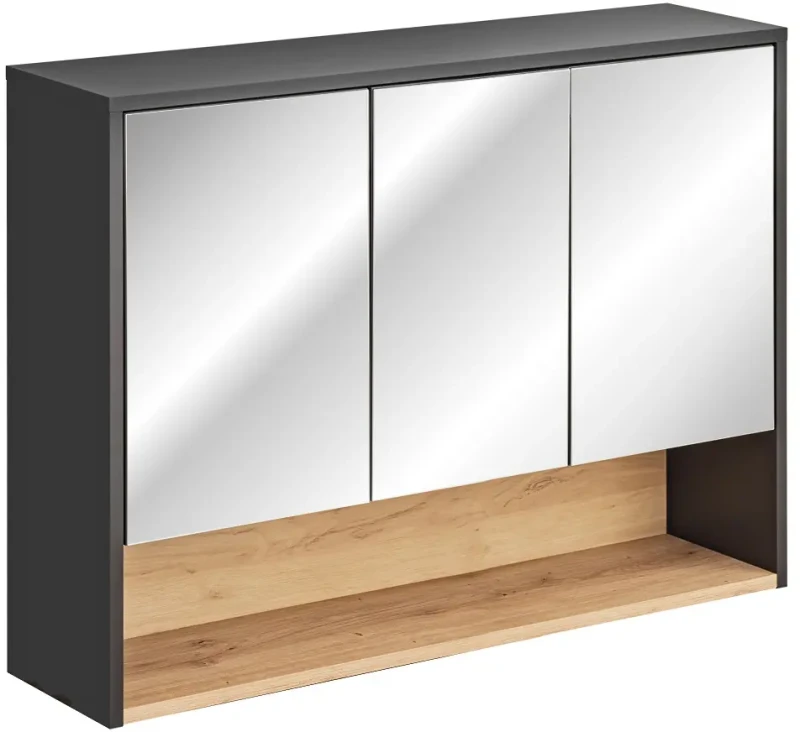 Szafka łazienkowa z lustrem 100 cm BORNEO szary cosmos / dąb artisan