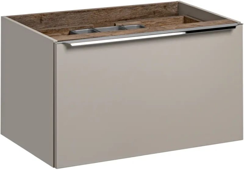 Zestaw mebli łazienkowych SANTA FE TAUPE A3 taupe/dąb vintage z szafką pod umywalkę 80 cm - 6 elementów