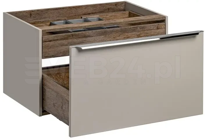 Zestaw mebli łazienkowych SANTA FE TAUPE A3 taupe/dąb vintage z szafką pod umywalkę 80 cm - 6 elementów