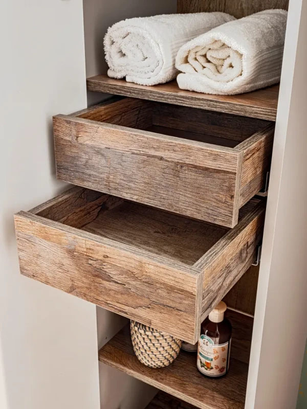 Zestaw mebli łazienkowych SANTA FE TAUPE A3 taupe/dąb vintage z szafką pod umywalkę 80 cm - 6 elementów