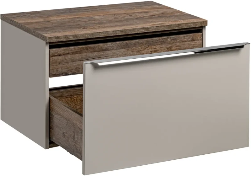 Szafka pod umywalkę 80 cm SANTA FE taupe/dąb vintage z blatem 80 cm