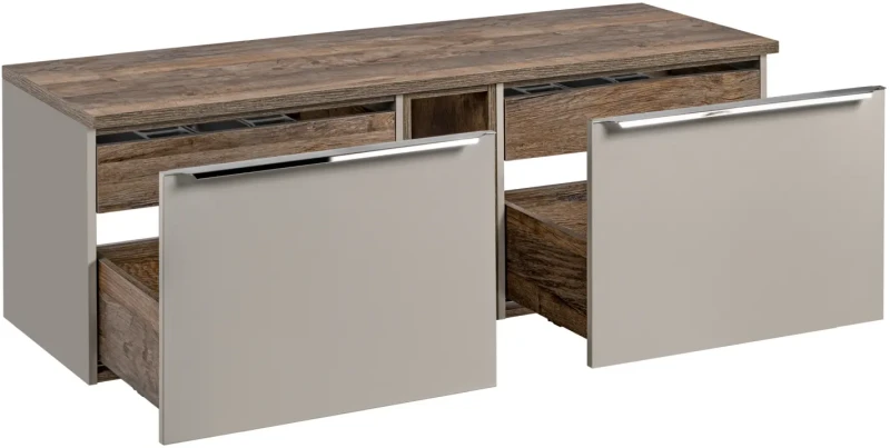 Szafka podwójna łazienkowa 60 cm SANTA FE taupe/dąb vintage z blatem 140 cm