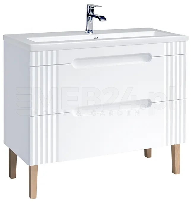 Zestaw mebli łazienkowych FIJI WHITE 100 cm z umywalką Spirit - 5 elementów