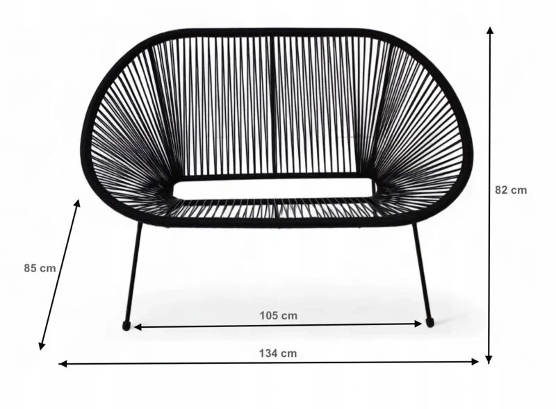 Sofa ogrodowa z technorattanu Kobi na taras balkon Czarny