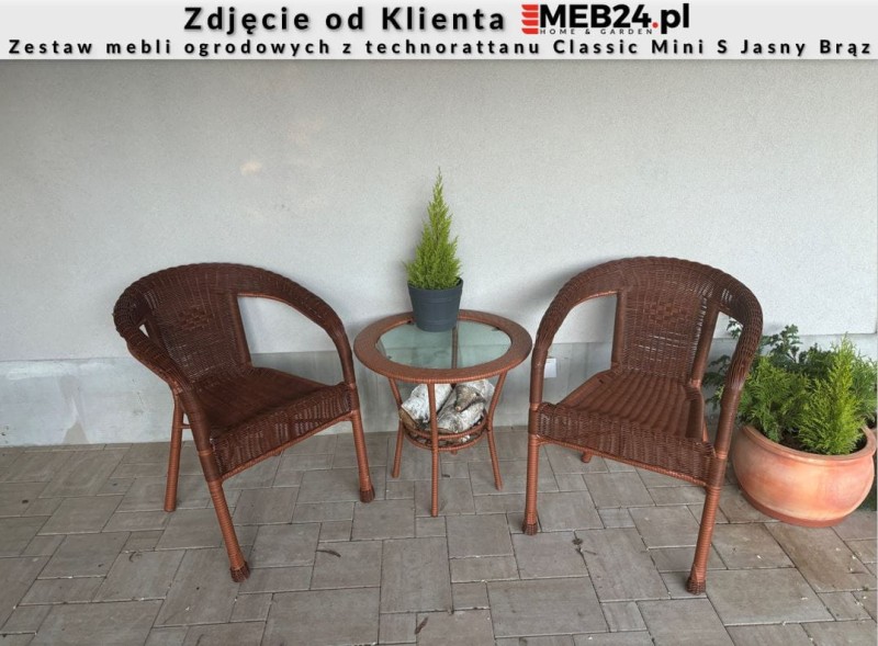 Zestaw mebli ogrodowych z technorattanu Classic Mini Jasny Brąz