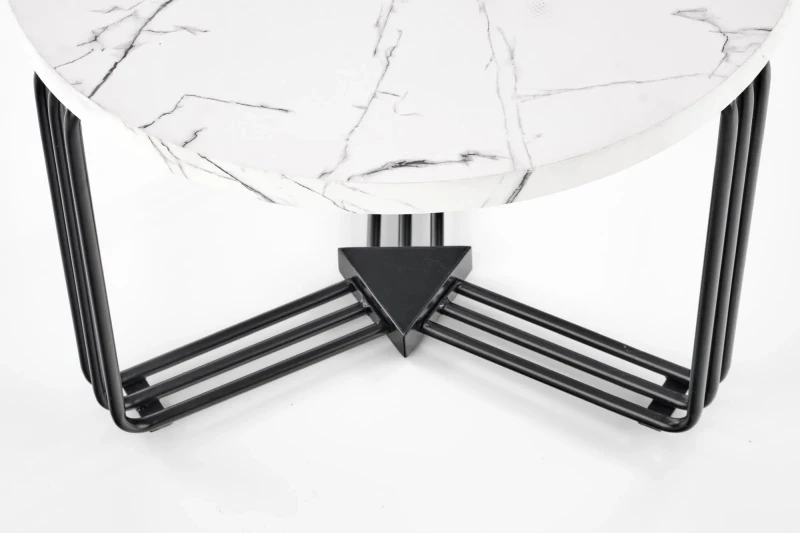 Ława okrągła Antica M 55cm blat biały marmur/czarny