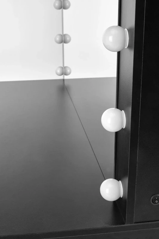 Toaletka Hollywood XL 120 cm z lustrem oświetlenie LED do sypialni czarny