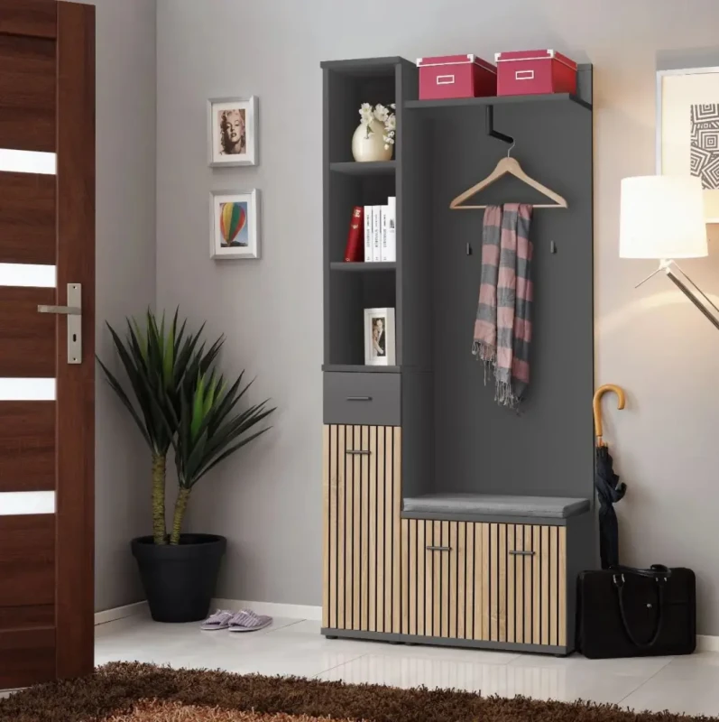 Szafka stojąca Marco 30 cm z szufladą do przedpokoju antracyt/dąb artisan