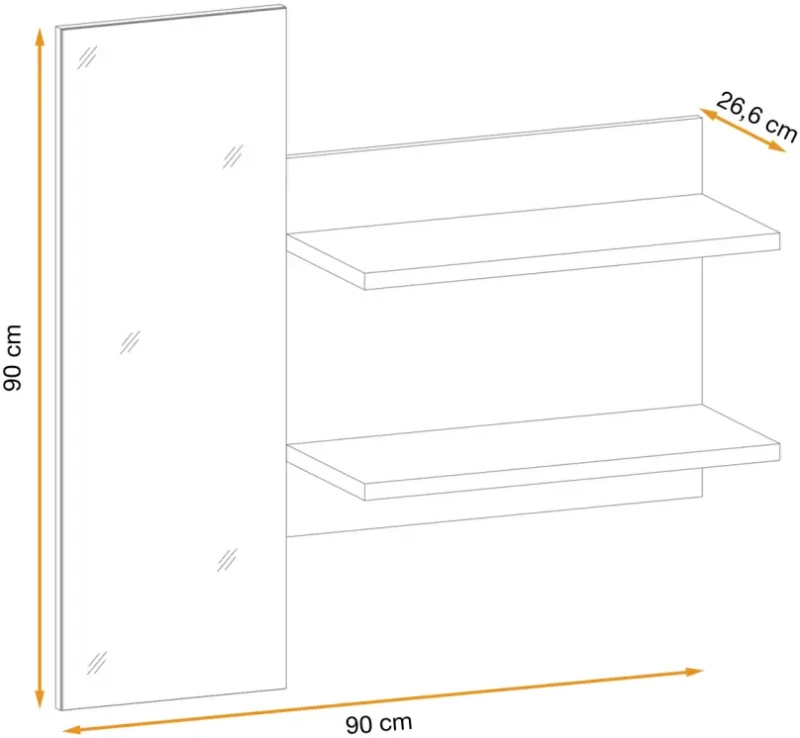 Panel ścienny Pedro 90 cm z lustrem i półkami do przedpokoju hickory jackson