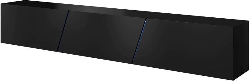 Szafka RTV Slant 240 cm stojąca/wisząca z oświetleniem LED czarny połysk