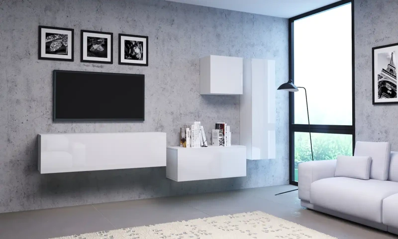 Szafka RTV Vivo 100 cm wisząca biały/biały połysk
