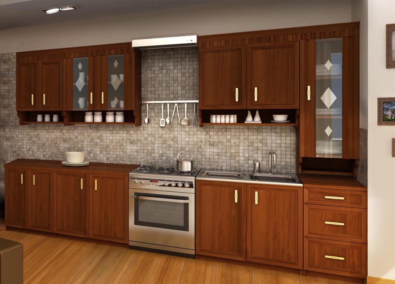 Zestaw mebli kuchennych Margaret 3 260 cm z blatem 28 mm orzech