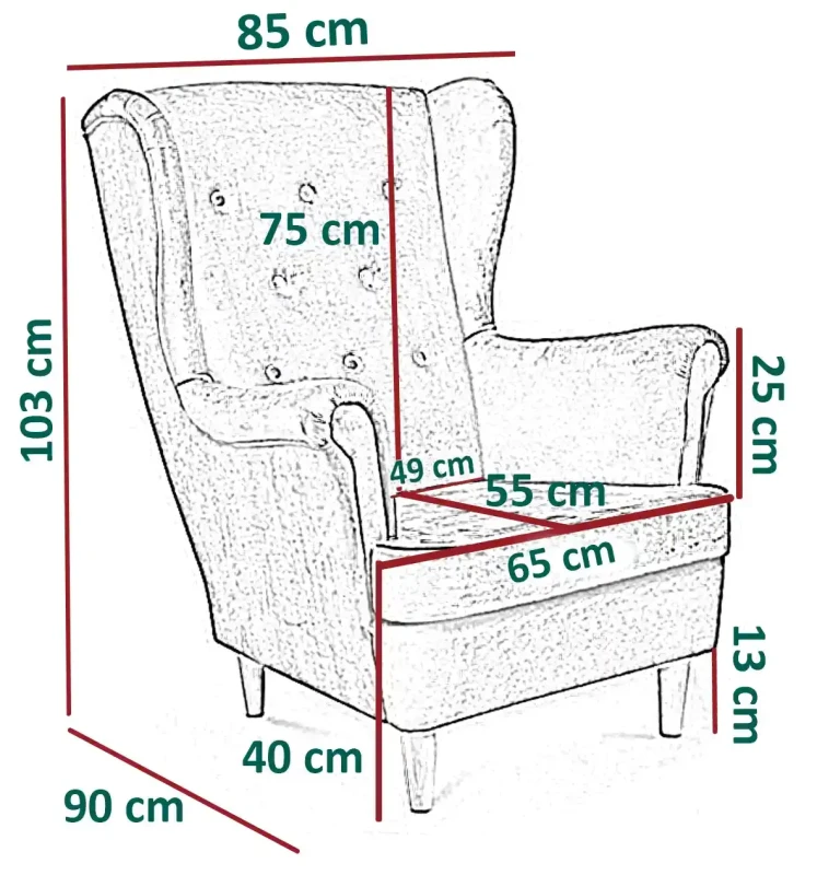 Fotel uszak Lily Royal w stylu skandynawskim 48H
