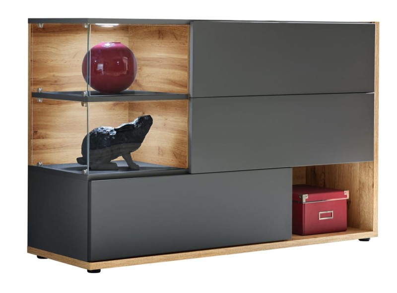 Komoda Silk 120 cm z oświetleniem LED do salonu antracyt/wotan