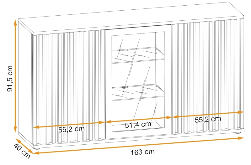 Komoda Cameron 163 cm z oświetleniem LED do salonu czarny/hickory jackson