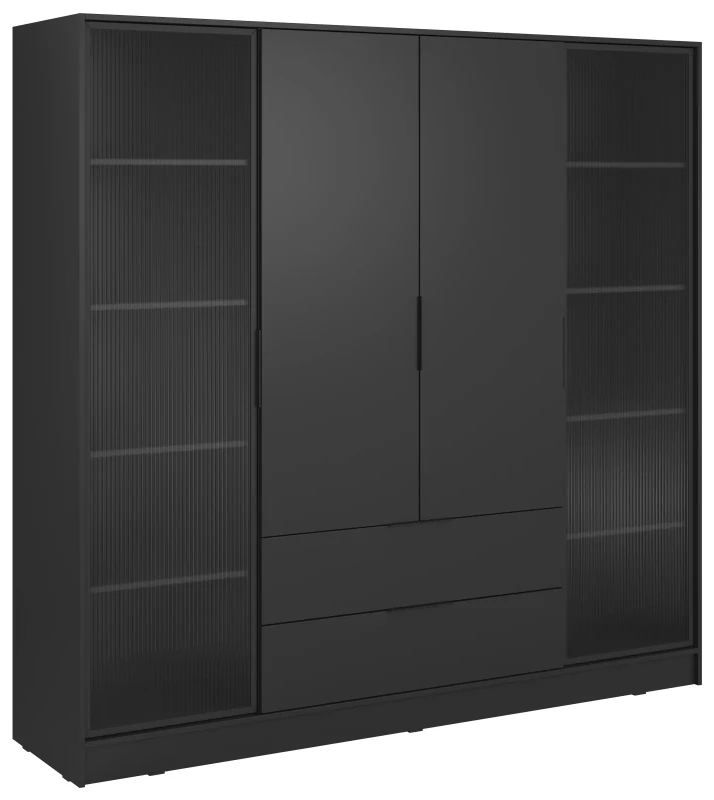 Szafa Kelly RD 206 cm przeszklona z oświetleniem LED do sypialni czarny