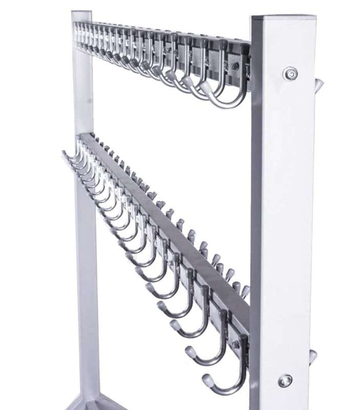 Wieszak do szatni 120 cm 80 hak, czarny/srebrny