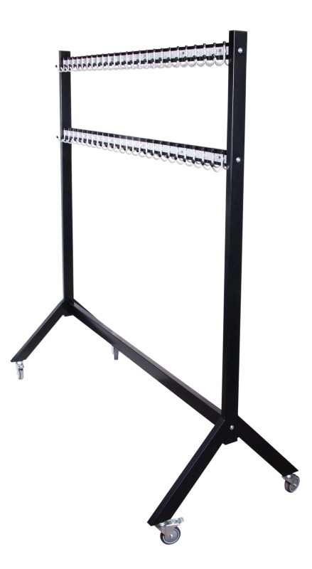 Wieszak do szatni 120 cm 80 hak, czarny/srebrny
